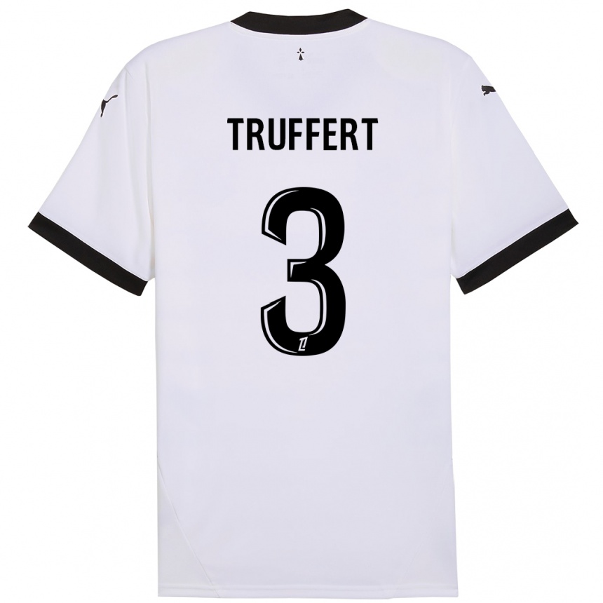 Niño Fútbol Camiseta Adrien Truffert #3 Blanco Negro 2ª Equipación 2024/25 Perú