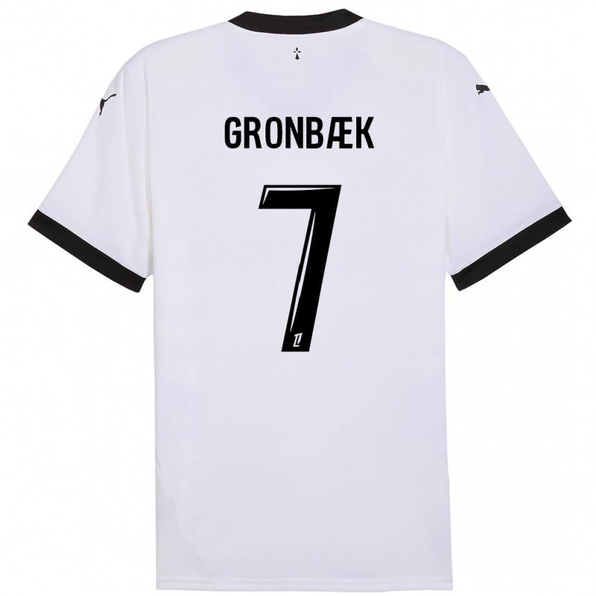 Niño Fútbol Camiseta Albert Grønbaek #7 Blanco Negro 2ª Equipación 2024/25 Perú