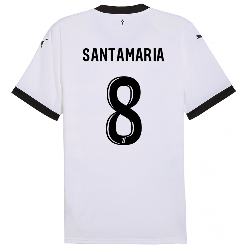 Niño Fútbol Camiseta Baptiste Santamaria #8 Blanco Negro 2ª Equipación 2024/25 Perú