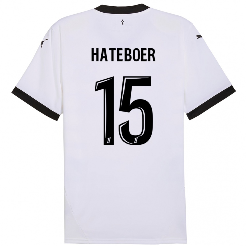 Niño Fútbol Camiseta Hans Hateboer #15 Blanco Negro 2ª Equipación 2024/25 Perú