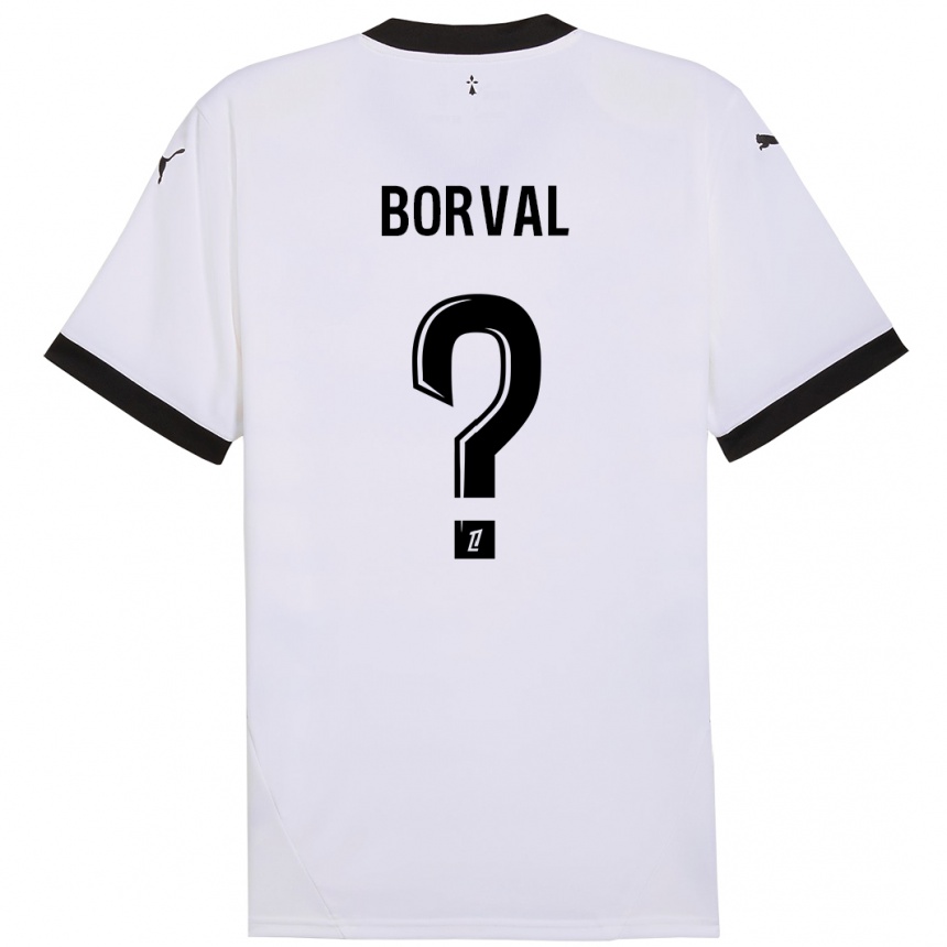 Niño Fútbol Camiseta Cyril Borval #0 Blanco Negro 2ª Equipación 2024/25 Perú