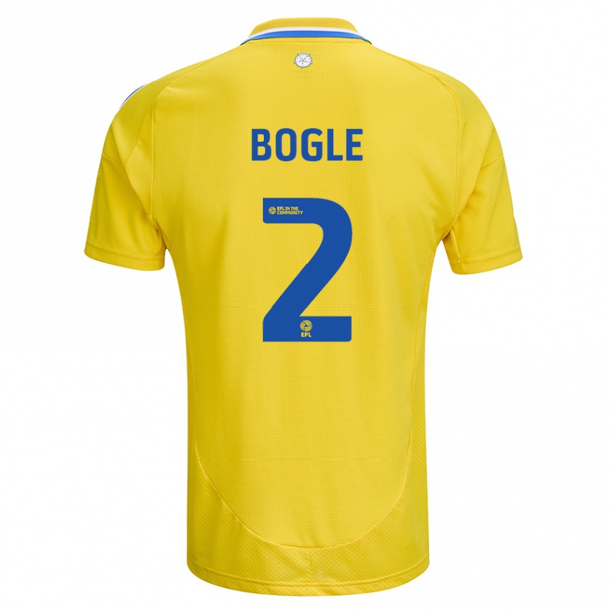 Niño Fútbol Camiseta Jayden Bogle #2 Amarillo Azul 2ª Equipación 2024/25 Perú