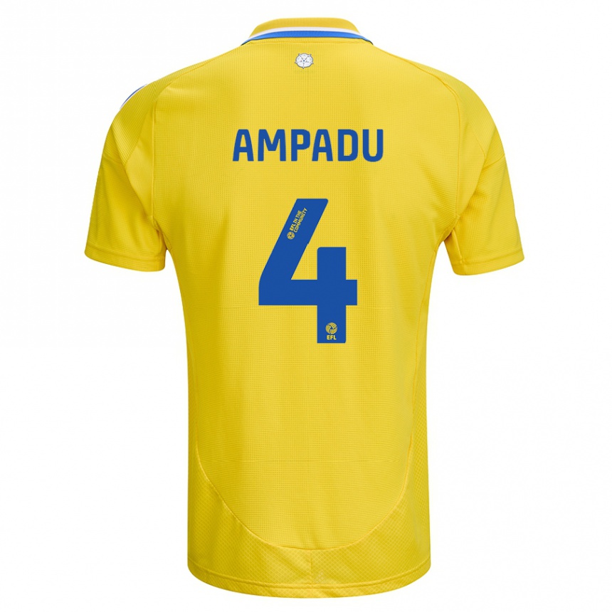 Niño Fútbol Camiseta Ethan Ampadu #4 Amarillo Azul 2ª Equipación 2024/25 Perú