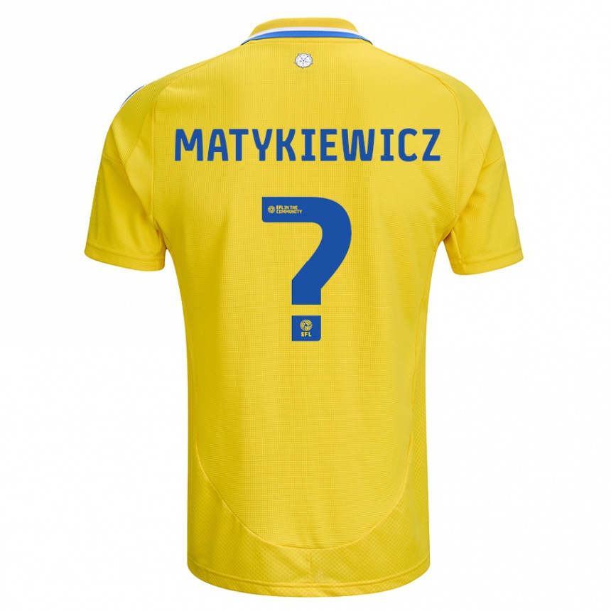 Niño Fútbol Camiseta Luke Matykiewicz #0 Amarillo Azul 2ª Equipación 2024/25 Perú