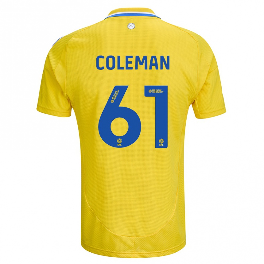 Niño Fútbol Camiseta Cian Coleman #61 Amarillo Azul 2ª Equipación 2024/25 Perú