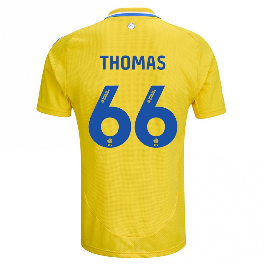 Niño Fútbol Camiseta Luca Thomas #66 Amarillo Azul 2ª Equipación 2024/25 Perú