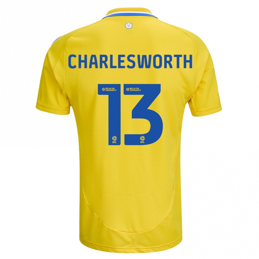 Niño Fútbol Camiseta Millie Robshaw-Charlesworth #13 Amarillo Azul 2ª Equipación 2024/25 Perú