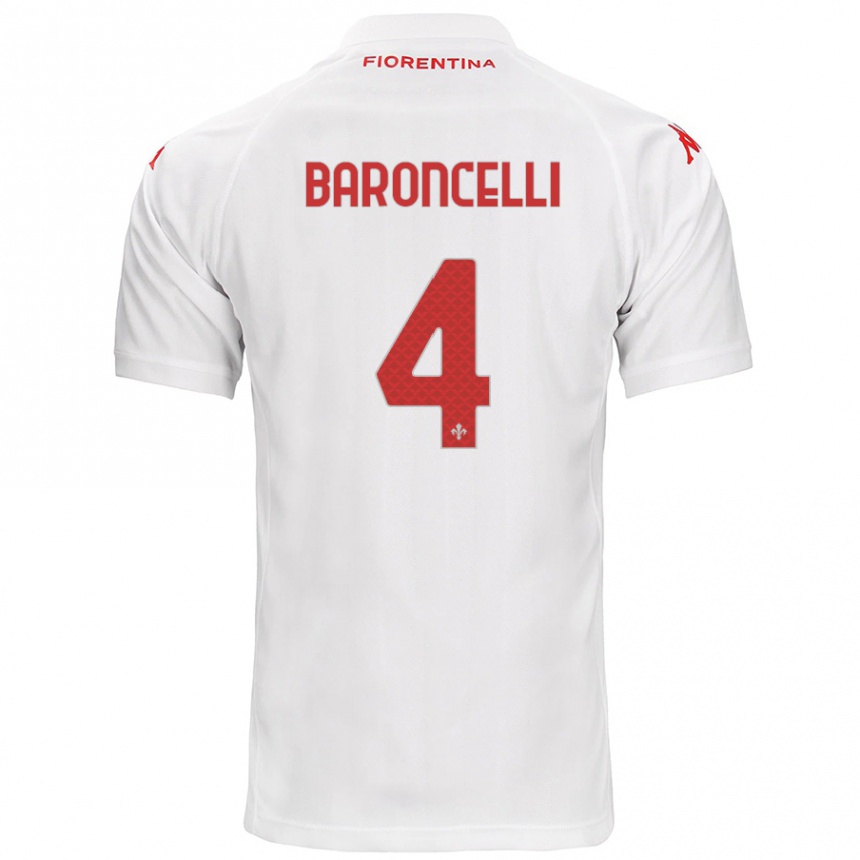 Niño Fútbol Camiseta Leonardo Baroncelli #4 Blanco 2ª Equipación 2024/25 Perú