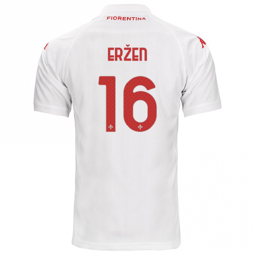 Niño Fútbol Camiseta Kaja Erzen #16 Blanco 2ª Equipación 2024/25 Perú