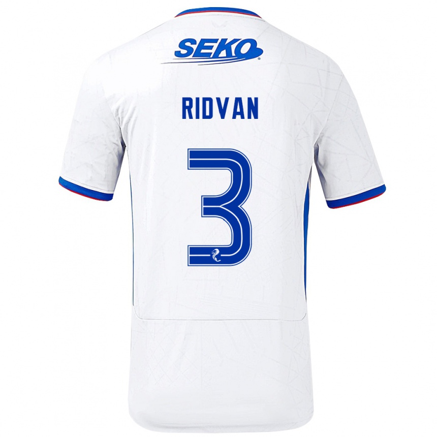 Niño Fútbol Camiseta Rıdvan Yılmaz #3 Blanco Azul 2ª Equipación 2024/25 Perú