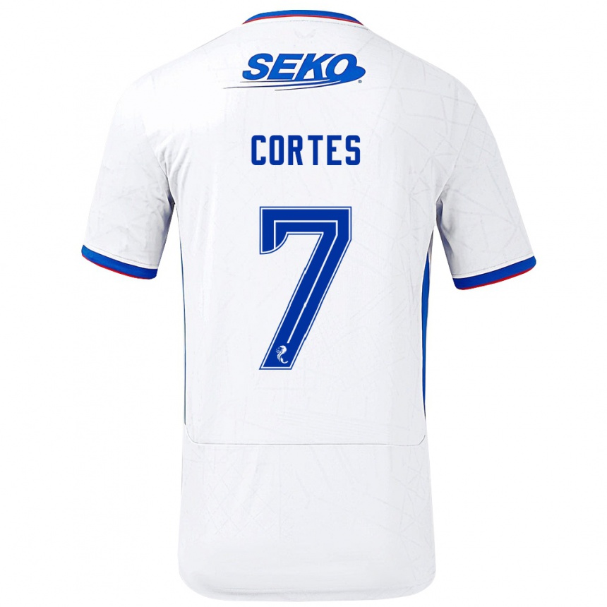 Niño Fútbol Camiseta Óscar Cortés #7 Blanco Azul 2ª Equipación 2024/25 Perú