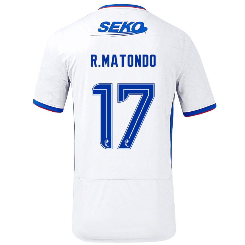 Niño Fútbol Camiseta Rabbi Matondo #17 Blanco Azul 2ª Equipación 2024/25 Perú