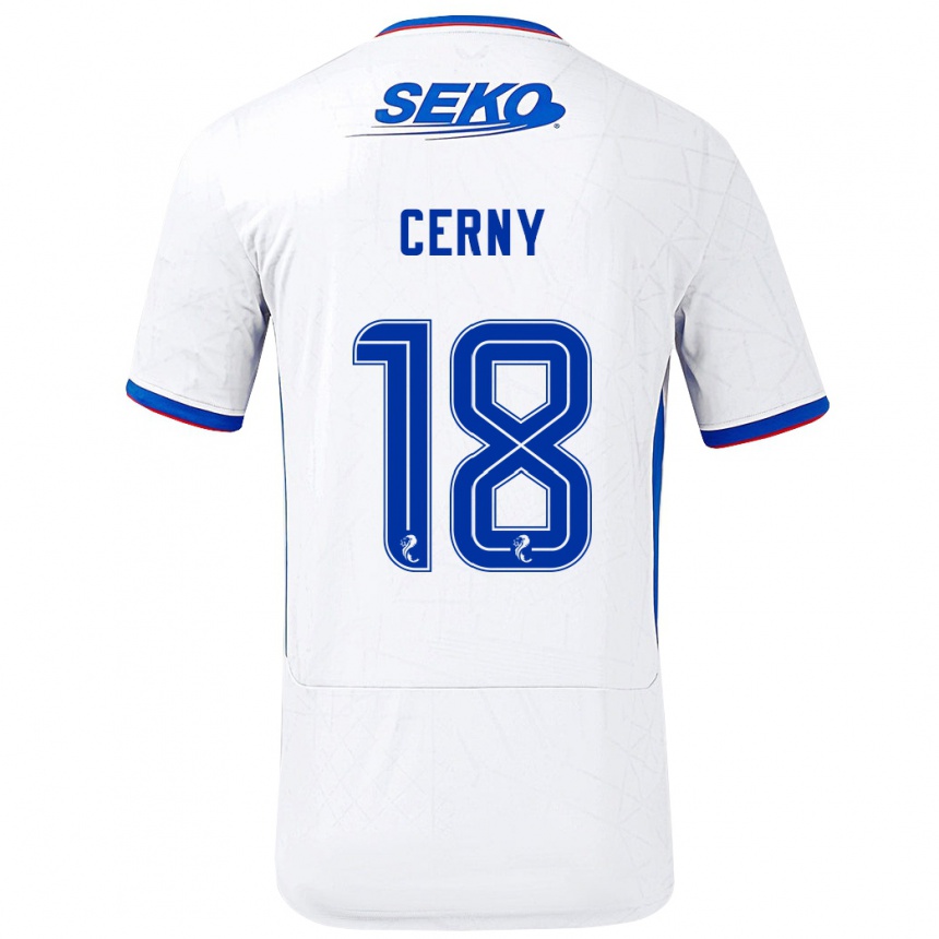 Niño Fútbol Camiseta Vaclav Cerny #18 Blanco Azul 2ª Equipación 2024/25 Perú