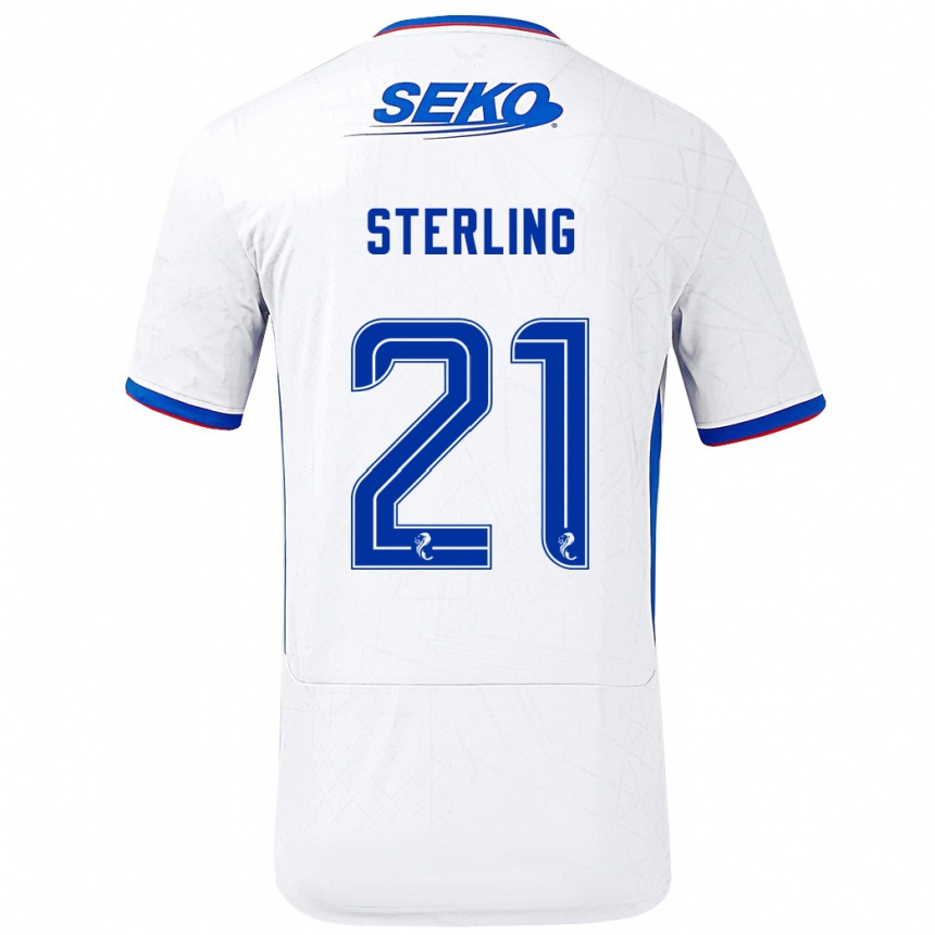 Niño Fútbol Camiseta Dujon Sterling #21 Blanco Azul 2ª Equipación 2024/25 Perú