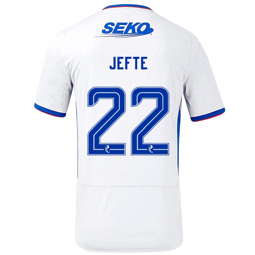 Niño Fútbol Camiseta Jefté #22 Blanco Azul 2ª Equipación 2024/25 Perú