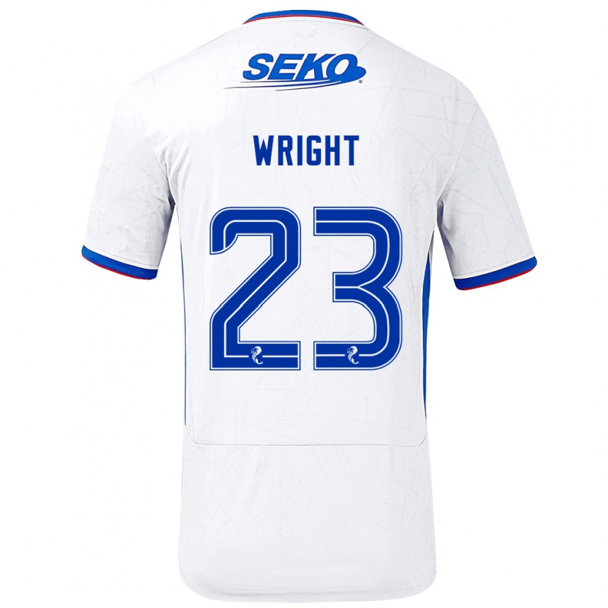 Niño Fútbol Camiseta Scott Wright #23 Blanco Azul 2ª Equipación 2024/25 Perú