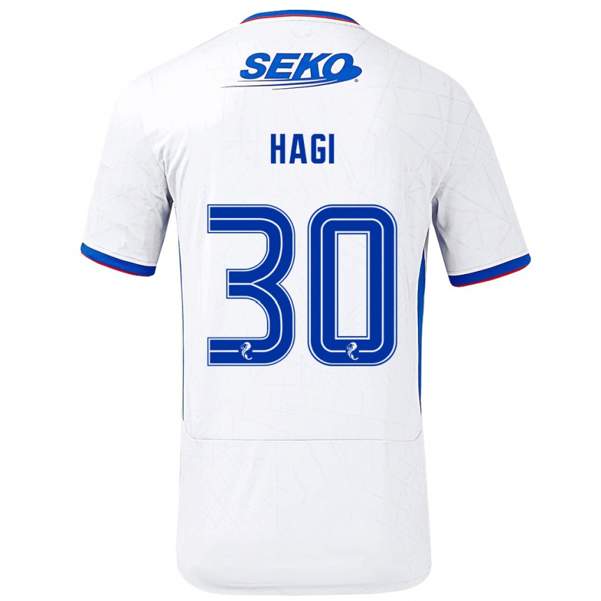 Niño Fútbol Camiseta Ianis Hagi #30 Blanco Azul 2ª Equipación 2024/25 Perú