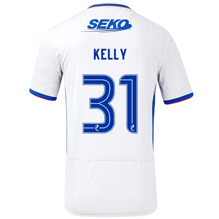 Niño Fútbol Camiseta Liam Kelly #31 Blanco Azul 2ª Equipación 2024/25 Perú