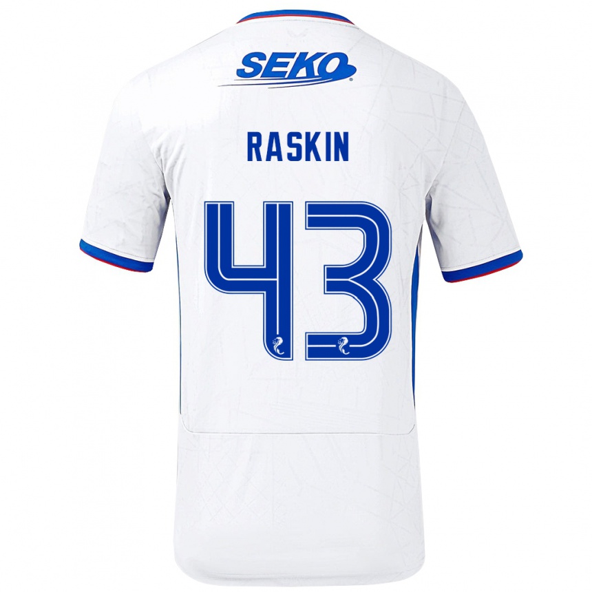 Niño Fútbol Camiseta Nicolas Raskin #43 Blanco Azul 2ª Equipación 2024/25 Perú