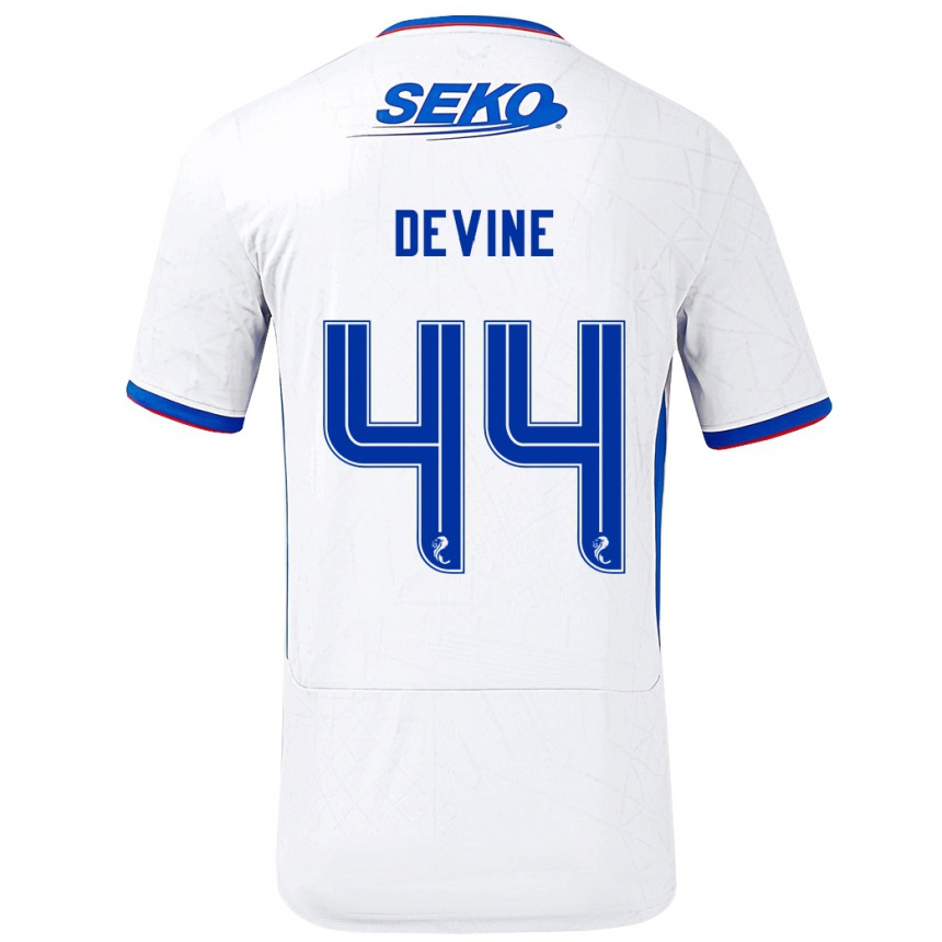 Niño Fútbol Camiseta Adam Devine #44 Blanco Azul 2ª Equipación 2024/25 Perú