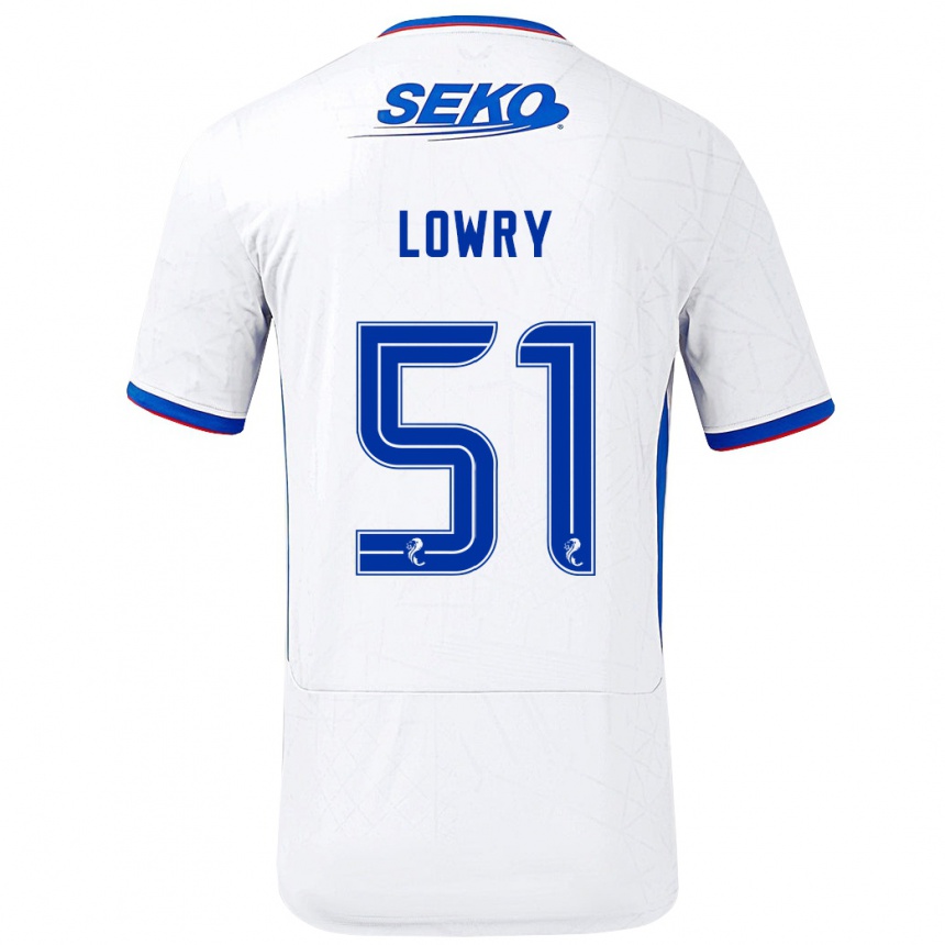 Niño Fútbol Camiseta Alex Lowry #51 Blanco Azul 2ª Equipación 2024/25 Perú