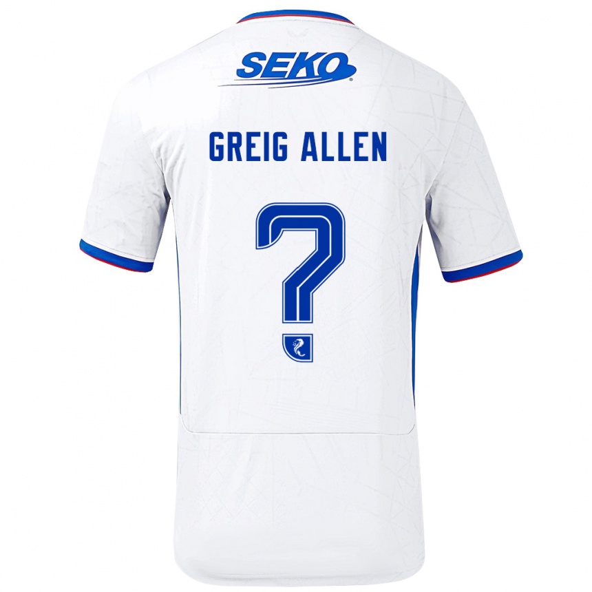 Niño Fútbol Camiseta Greig Allen #0 Blanco Azul 2ª Equipación 2024/25 Perú