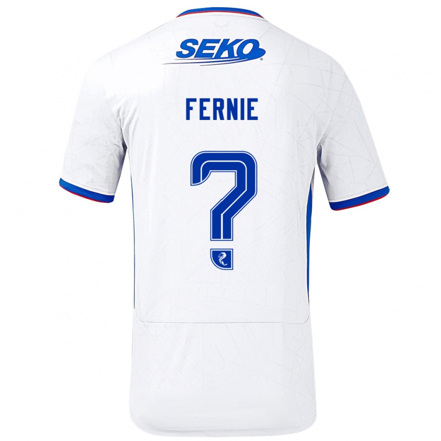 Niño Fútbol Camiseta Cameron Fernie #0 Blanco Azul 2ª Equipación 2024/25 Perú