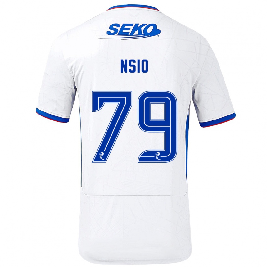 Niño Fútbol Camiseta Paul Nsio #79 Blanco Azul 2ª Equipación 2024/25 Perú