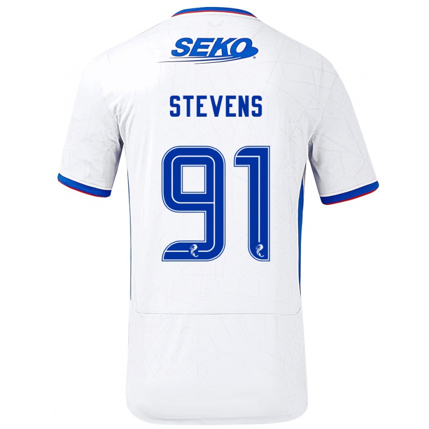 Niño Fútbol Camiseta Archie Stevens #91 Blanco Azul 2ª Equipación 2024/25 Perú