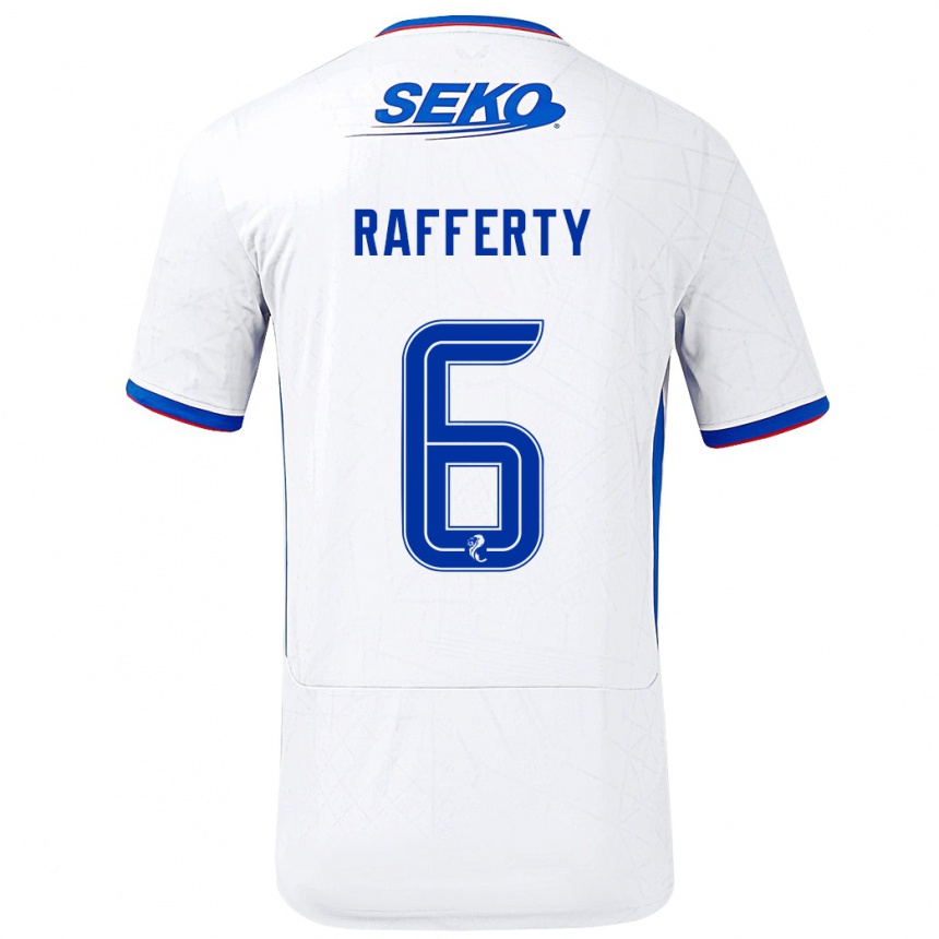 Niño Fútbol Camiseta Laura Rafferty #6 Blanco Azul 2ª Equipación 2024/25 Perú