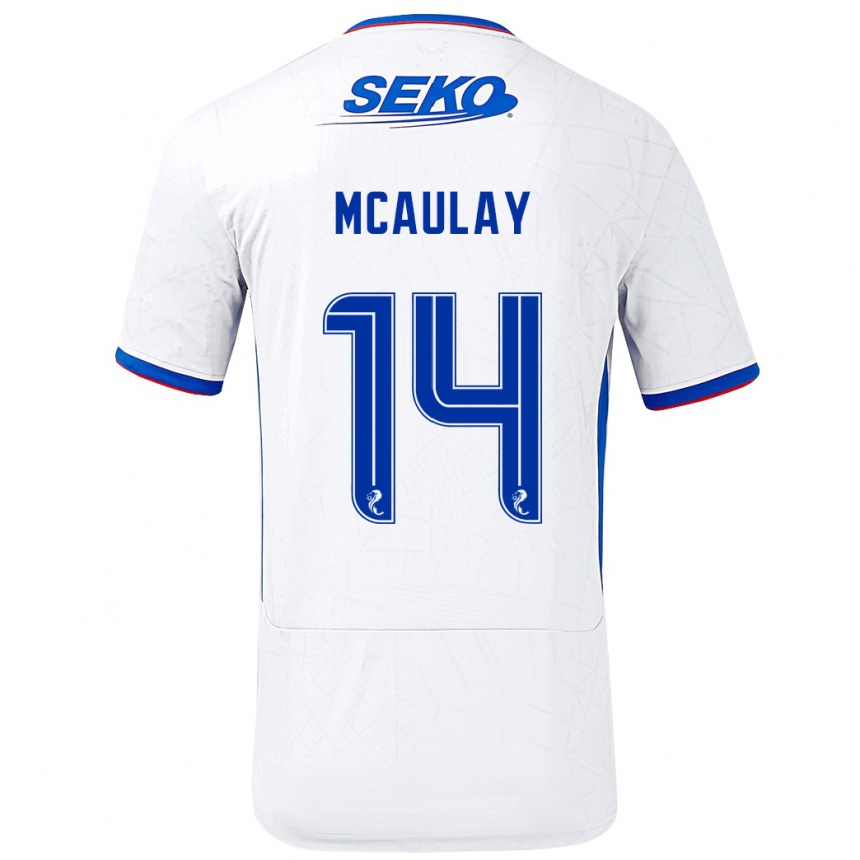 Niño Fútbol Camiseta Mia Mcaulay #14 Blanco Azul 2ª Equipación 2024/25 Perú