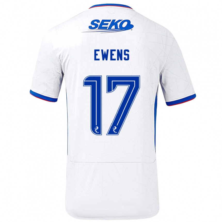 Niño Fútbol Camiseta Sarah Ewens #17 Blanco Azul 2ª Equipación 2024/25 Perú