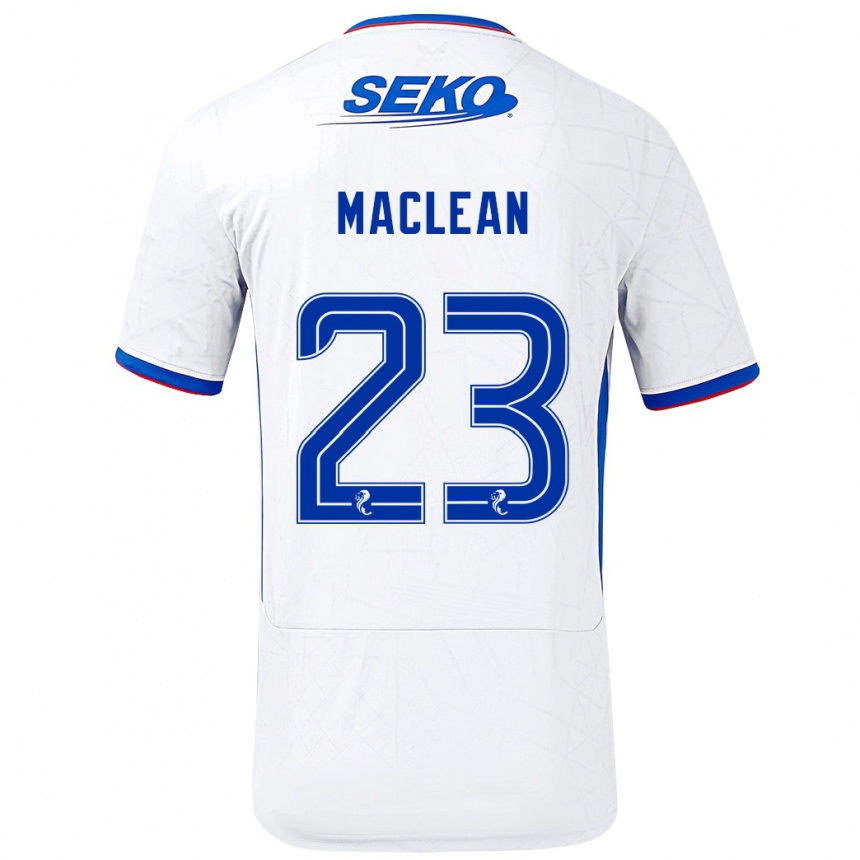 Niño Fútbol Camiseta Kirsty Maclean #23 Blanco Azul 2ª Equipación 2024/25 Perú