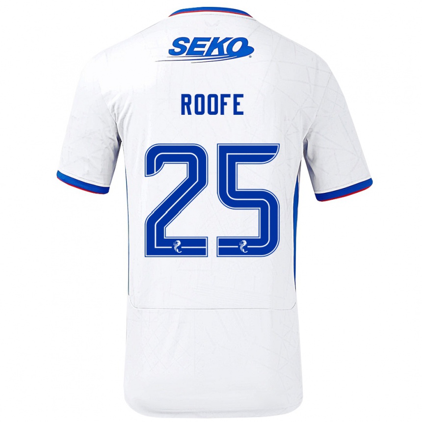 Niño Fútbol Camiseta Kemar Roofe #25 Blanco Azul 2ª Equipación 2024/25 Perú