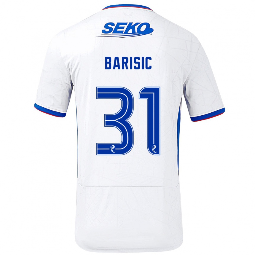 Niño Fútbol Camiseta Borna Barisic #31 Blanco Azul 2ª Equipación 2024/25 Perú