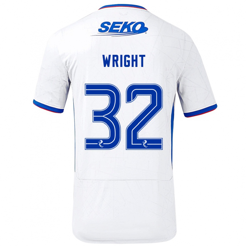 Niño Fútbol Camiseta Kieran Wright #32 Blanco Azul 2ª Equipación 2024/25 Perú