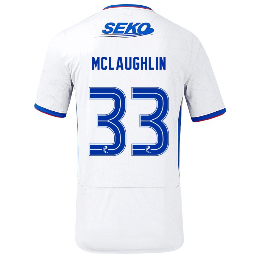 Niño Fútbol Camiseta Jon Mclaughlin #33 Blanco Azul 2ª Equipación 2024/25 Perú