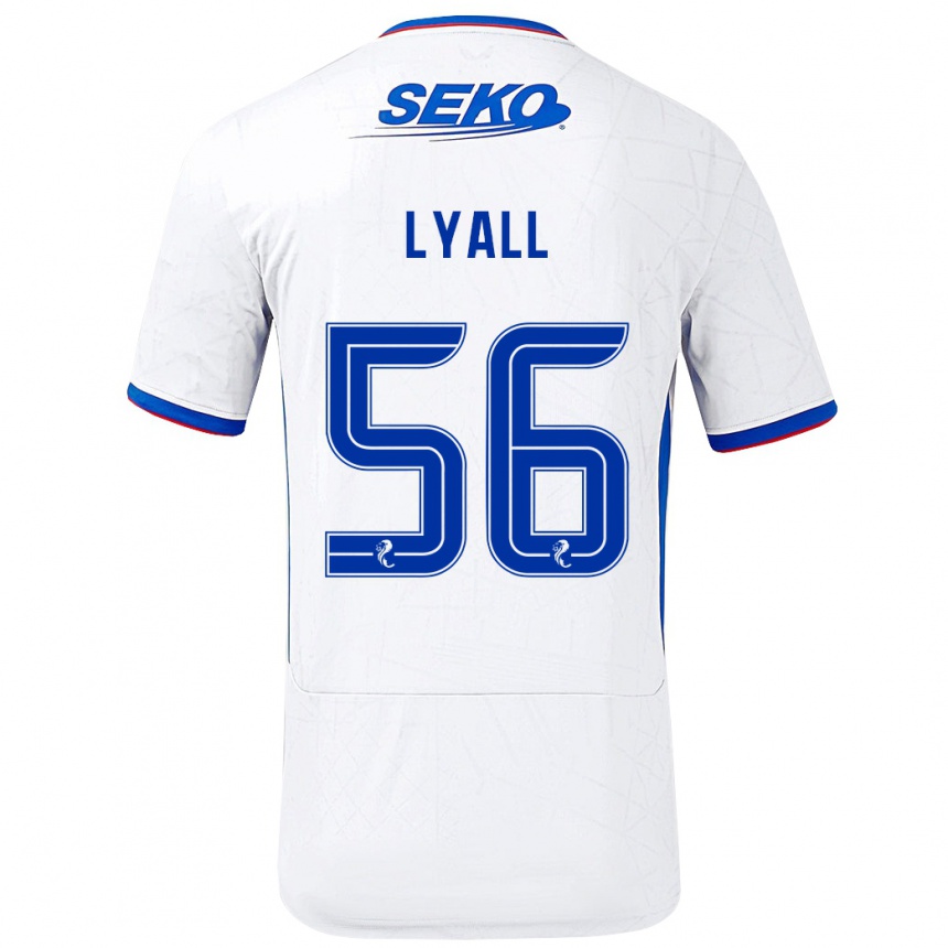 Niño Fútbol Camiseta Arron Lyall #56 Blanco Azul 2ª Equipación 2024/25 Perú