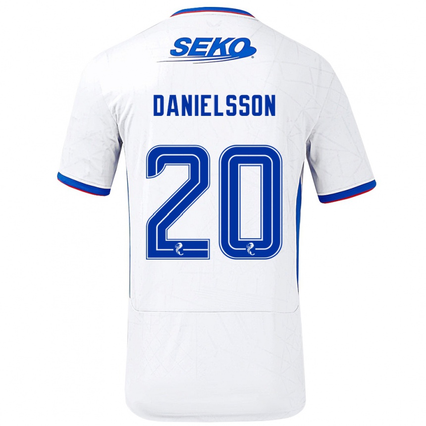 Niño Fútbol Camiseta Jenny Julia Danielsson #20 Blanco Azul 2ª Equipación 2024/25 Perú