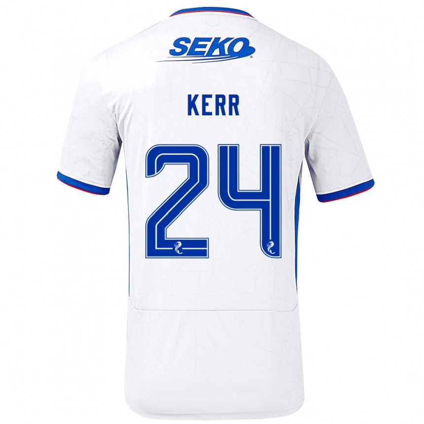 Niño Fútbol Camiseta Samantha Mary Kerr #24 Blanco Azul 2ª Equipación 2024/25 Perú