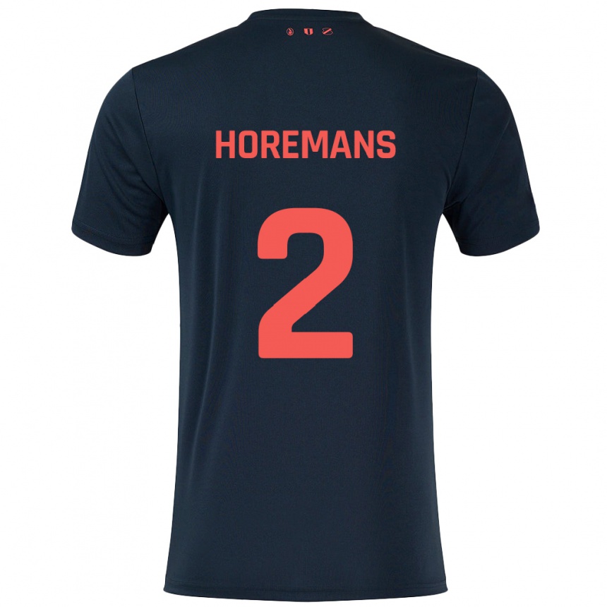 Niño Fútbol Camiseta Siebe Horemans #2 Negro Rojo 2ª Equipación 2024/25 Perú