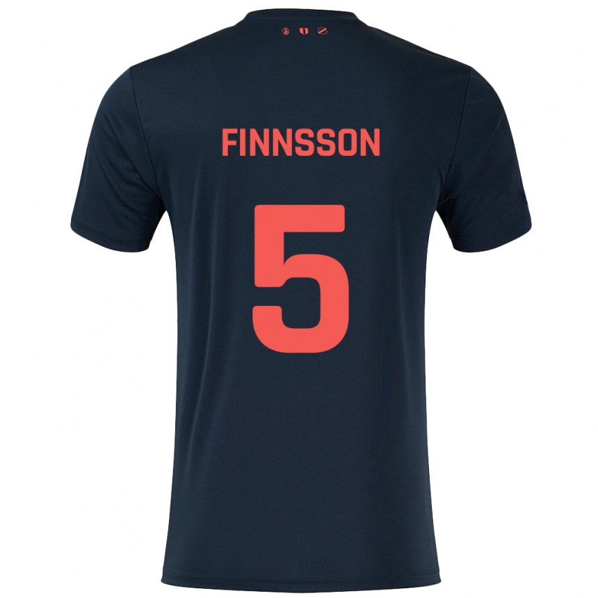 Niño Fútbol Camiseta Kolbeinn Finnsson #5 Negro Rojo 2ª Equipación 2024/25 Perú