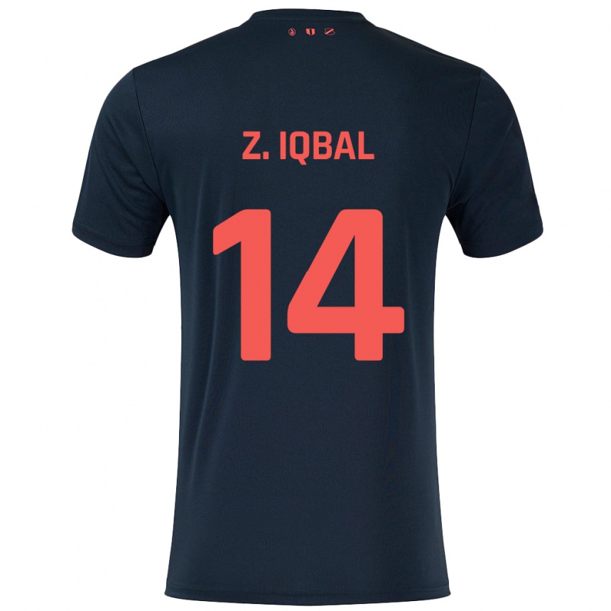 Niño Fútbol Camiseta Zidane Iqbal #14 Negro Rojo 2ª Equipación 2024/25 Perú