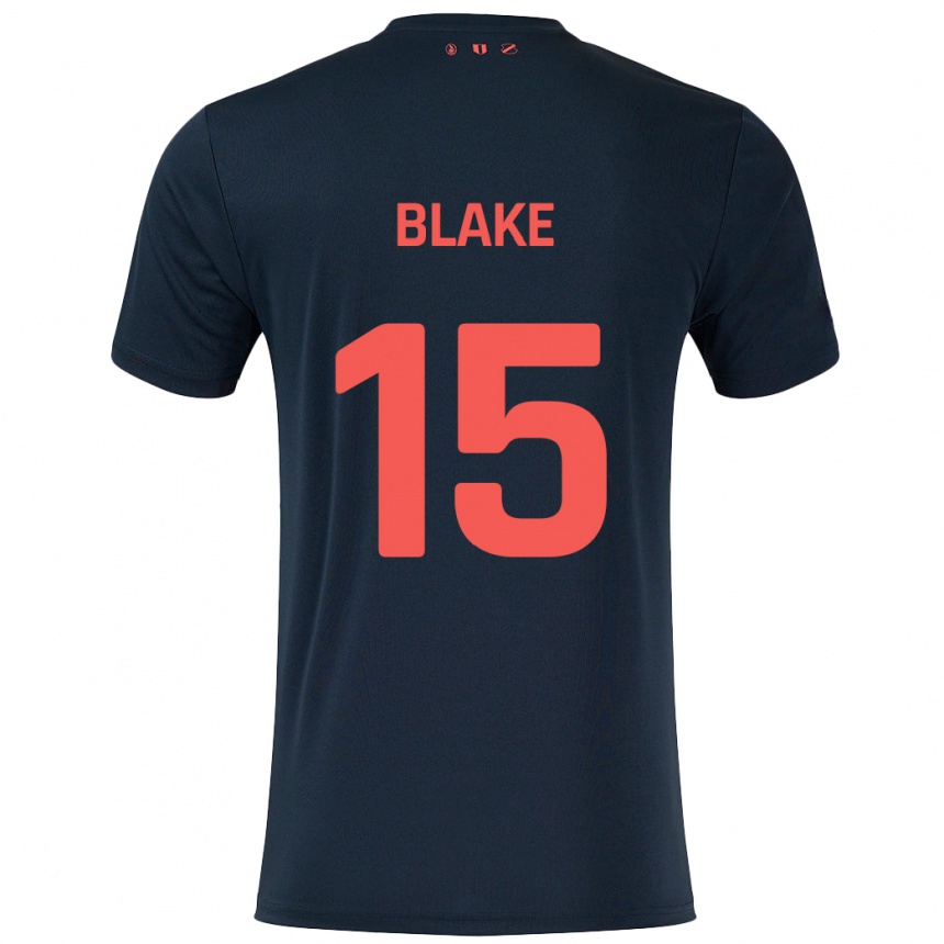 Niño Fútbol Camiseta Adrian Blake #15 Negro Rojo 2ª Equipación 2024/25 Perú