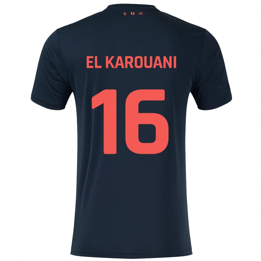 Niño Fútbol Camiseta Souffian El Karouani #16 Negro Rojo 2ª Equipación 2024/25 Perú