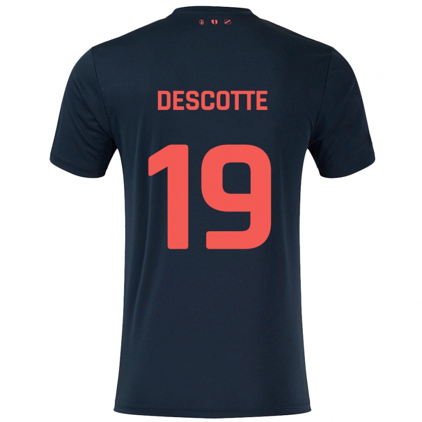 Niño Fútbol Camiseta Anthony Descotte #19 Negro Rojo 2ª Equipación 2024/25 Perú