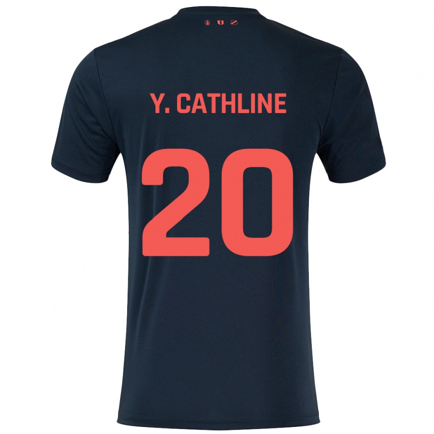 Niño Fútbol Camiseta Yoann Cathline #20 Negro Rojo 2ª Equipación 2024/25 Perú