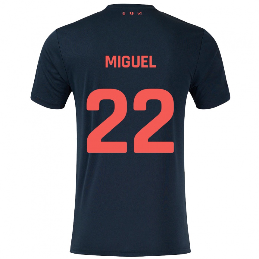 Niño Fútbol Camiseta Miguel Rodríguez #22 Negro Rojo 2ª Equipación 2024/25 Perú