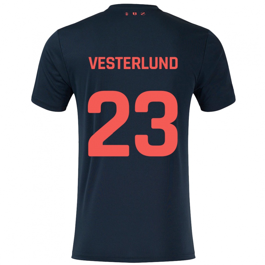 Niño Fútbol Camiseta Niklas Vesterlund #23 Negro Rojo 2ª Equipación 2024/25 Perú