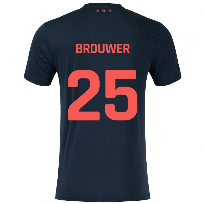 Niño Fútbol Camiseta Michael Brouwer #25 Negro Rojo 2ª Equipación 2024/25 Perú